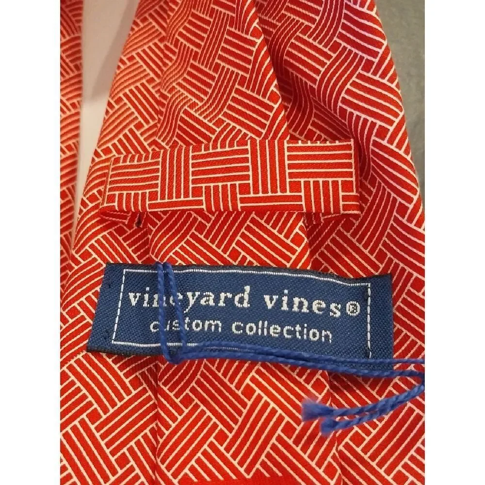 Vineyard Vines Red Geometric Silk Tie